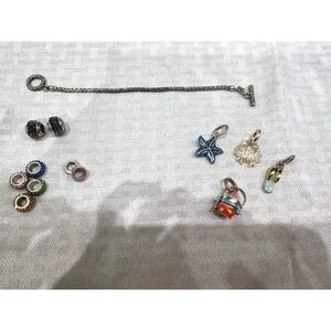 Brighton Charm Bracelet Set Women 7.5in Silver Blue Good Beach Nautical Theme